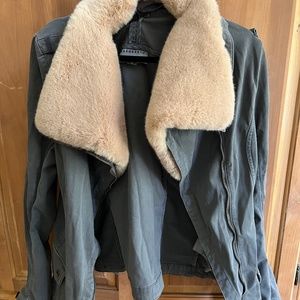 Anthropologie Marrakech Moto Jacket with Fur Collar - Women's Size Large